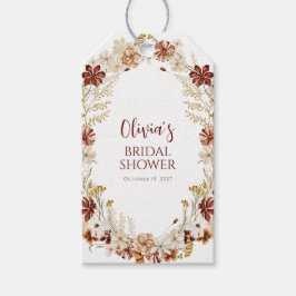 Etiqueta Para Presente Boho Rústico Floral Burgundy Chá de Noiva Personal