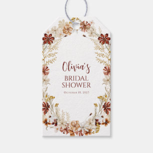 Etiqueta Para Presente Boho Rústico Floral Burgundy Chá de Noiva Personal