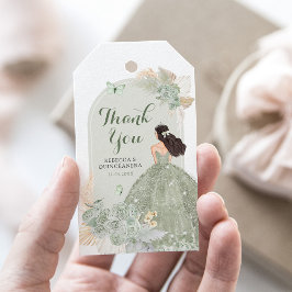 Etiqueta Para Presente Boho Sage Green Floral Quinceañera Obrigado