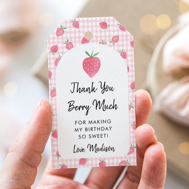 Etiqueta Para Presente Boho Strawberry Berry Sweet Birthday (Criador carregado)