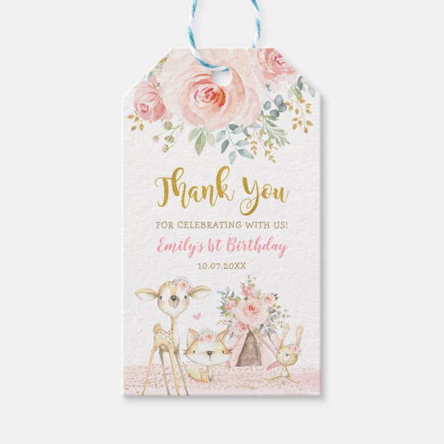 Etiqueta Para Presente Boho Tribal Boho Dourado - Obrigado (Frente)