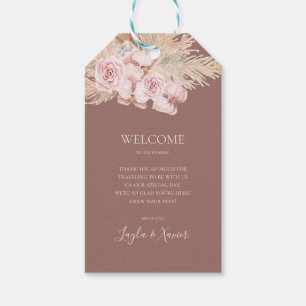 Etiqueta Para Presente Boho Tropical Botânica Dusty Rosa Welcome