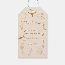 Etiqueta Para Presente Boho Western Cowboy Ilustração Casamento