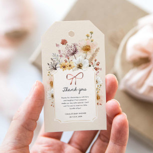 Etiqueta Para Presente Boho Wildflower Chá de fraldas Obrigado