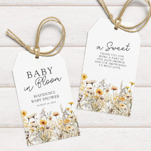 Etiqueta Para Presente Boho Wildflower Chá de fraldas Obrigado