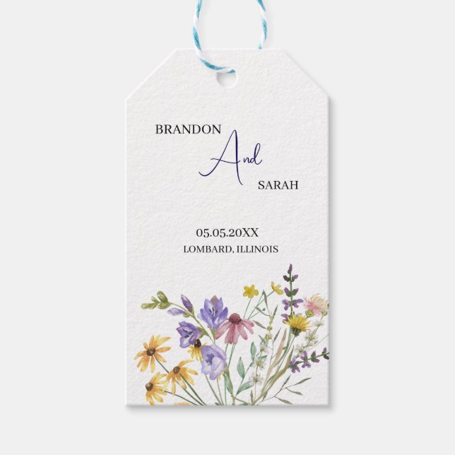 Etiqueta Para Presente Boho Wildflower Wedding (Frente)