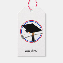 Etiqueta Para Presente Boina de Gradução c/Diploma - Cores da Escola Verm