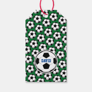 Etiqueta Para Presente Bola de Futebol com Nome Personalizado Verde Preto