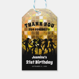 Etiqueta Para Presente Bola de Glitter Dourada de aniversário do Disco 7