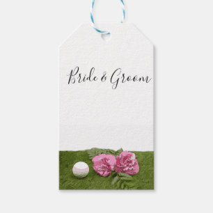 Etiqueta Para Presente Bola de golfe com flor de cravo rosa em verde