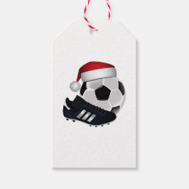 Etiqueta Para Presente Bola e Sapato de Futebol de Natal