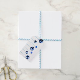 Etiqueta Para Presente Bolas de decoração de Natal Azul com texto