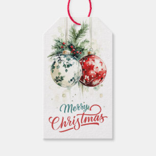 Etiqueta Para Presente Bolbos de Natal de Árvore de Férias Vintage