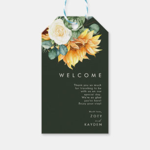 Etiqueta Para Presente Bold Country Sunflower Dark Green Wedk Bem-vindo