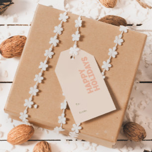 Etiqueta Para Presente Bold Modern Happy Holidays Coral para de