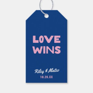 Etiqueta Para Presente Bold Modern Type Colorful LOVE WINS WedFavor