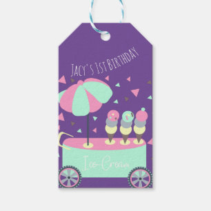 Etiqueta Para Presente Bolo de Aniversário Confete Stand de Sorvete Roxo