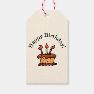 Etiqueta Para Presente Bolo de Chocolate Caprichoso Feliz Aniversário Doo