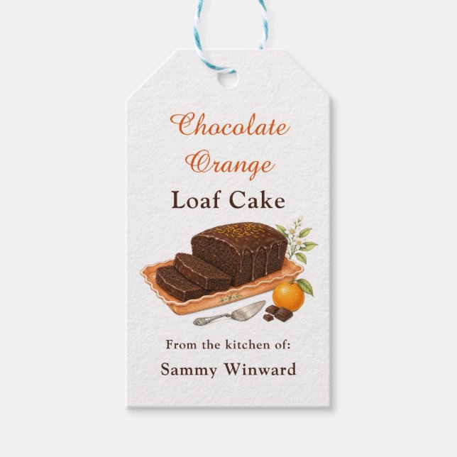 Etiqueta Para Presente Bolo de Laranja com Chocolate (Frente)