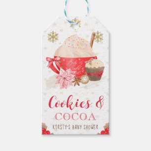 Etiqueta Para Presente Bolo de Natal Vermelho e Bolinhos com Chocolate ao