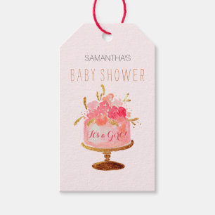 Etiqueta Para Presente Bolo floral cor-de-rosa seus Tag de um presente do