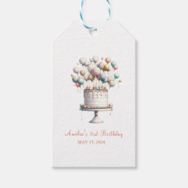 Etiqueta Para Presente Bolo surrealista de aniversário e balões personali