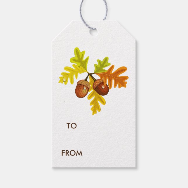 Etiqueta Para Presente Bolotas e Folhas (Frente)