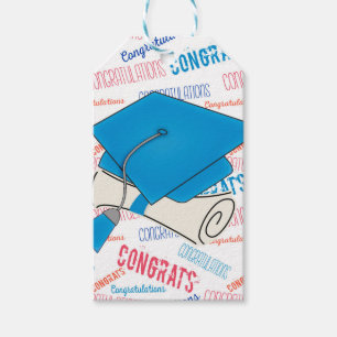 Etiqueta Para Presente Boné de formatura e diploma azuis de Dodger