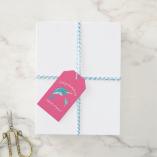 Etiqueta Para Presente Boneca Rosa-Chá de fraldas Narwhal
