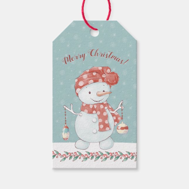 Etiqueta Para Presente Boneco de Neve Caprichoso Feliz Natal (Frente)