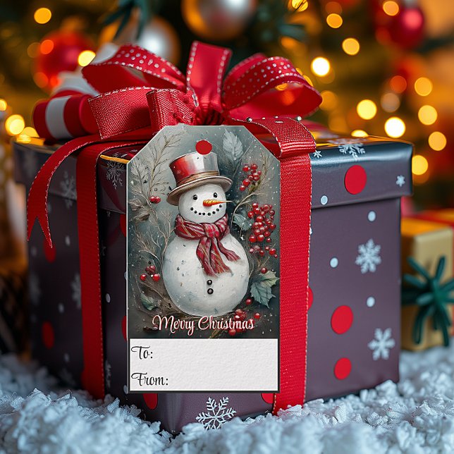 Etiqueta Para Presente boneco de neve de Natal  (Criador carregado)