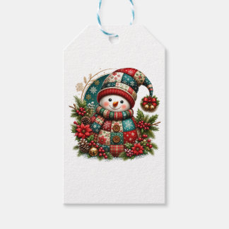 Etiqueta Para Presente Boneco de Neve de Patchwork de Natal
