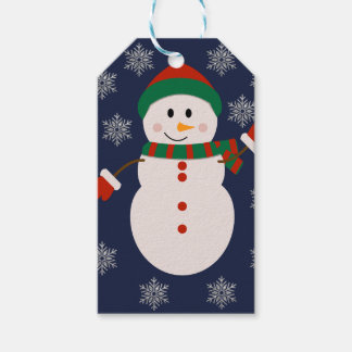 Etiqueta Para Presente Boneco de Neve Fofo com Flocos de Neve Prateados D