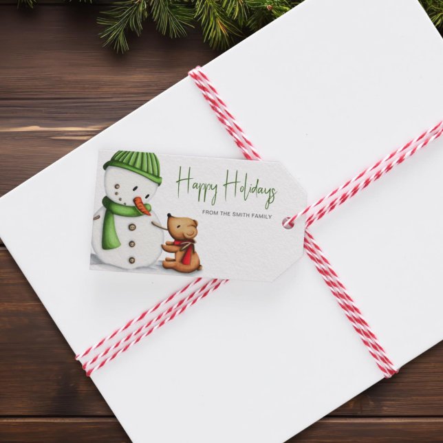 Etiqueta Para Presente Boneco de Neve Fofo Feliz Natal (Criador carregado)