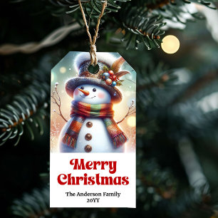 Etiqueta Para Presente Boneco de Neve Sereno Natal Crianças Personalizado