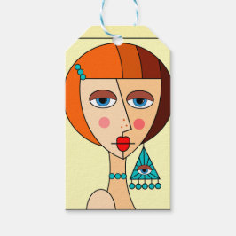 Etiqueta Para Presente Bonita Cubismo Das Mulheres Ruivas