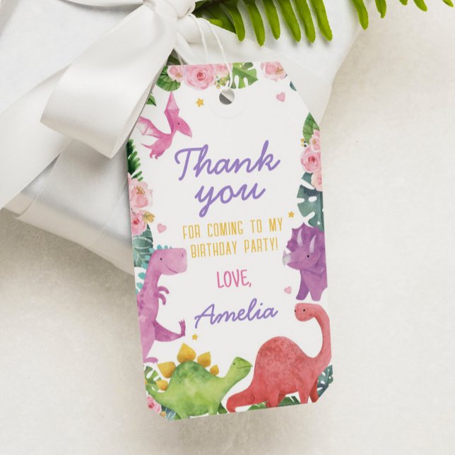 Etiqueta Para Presente Bonita Festa de aniversário De Dinossauros Obrigad (Criador carregado)