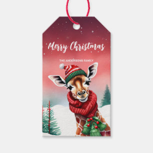 Etiqueta Para Presente Bonita Girafa Zoo Papais noeis de Natal Crianças d