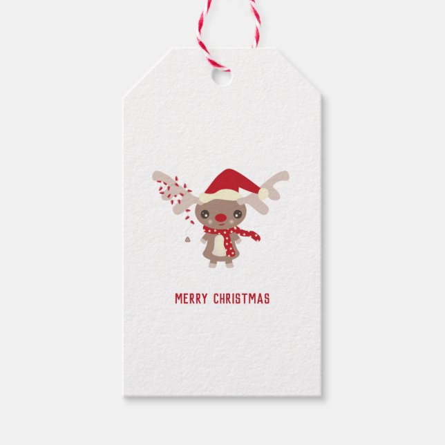 Etiqueta Para Presente Bonita Reindeer (Frente)