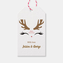 Etiqueta Para Presente Bonita Reindeer Face Moderna Férias de Natal Feliz