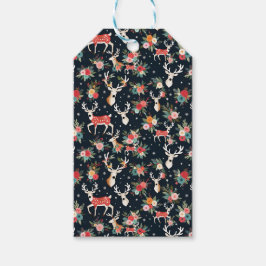 Etiqueta Para Presente Bonita Reindeer Floral de Natal