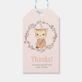 Etiqueta Para Presente Bonita Vintage Cat Aniversário Obrigado | Marcas d