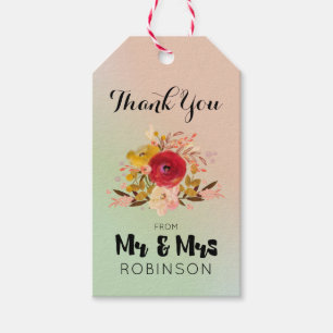 Etiqueta Para Presente Bonito Casamento De Buquê De Água Floral Obrigad