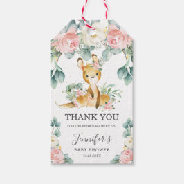 Etiqueta Para Presente Bonito Chá de fraldas Floral Kangaroo Obrigado