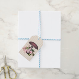 Etiqueta Para Presente Bonito Cogumelo Vintage e Personalização Floral