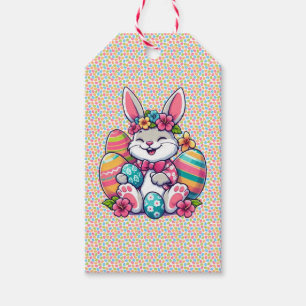 Etiqueta Para Presente Bonito e colorido coelho da Páscoa havaiana/tropic