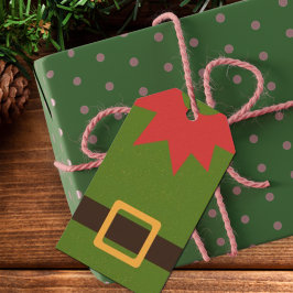 Etiqueta Para Presente Bonito Elfo Figurino Vermelho Verde Natal Marrom