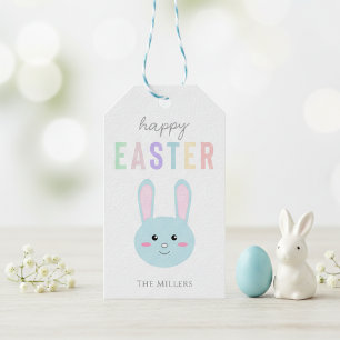 Etiqueta Para Presente Bonito Felz pascoa Azul Coelho Kawaii Moderno