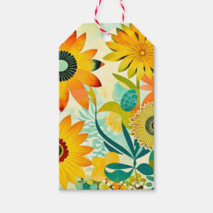 Etiqueta Para Presente Bonito Flores Amarelas com Arte Foliar