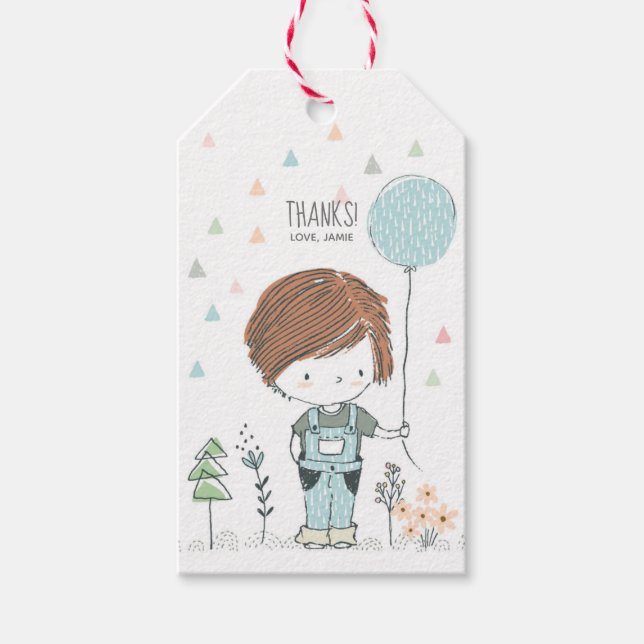 Etiqueta Para Presente Bonito Garoto Toddler Cabelo vermelho Aniversário  (Frente)